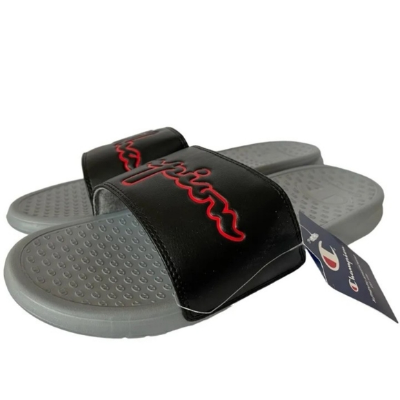 Mens Champion Slides Size 13 NEW Black Grey NWT - Picture 2 of 5
